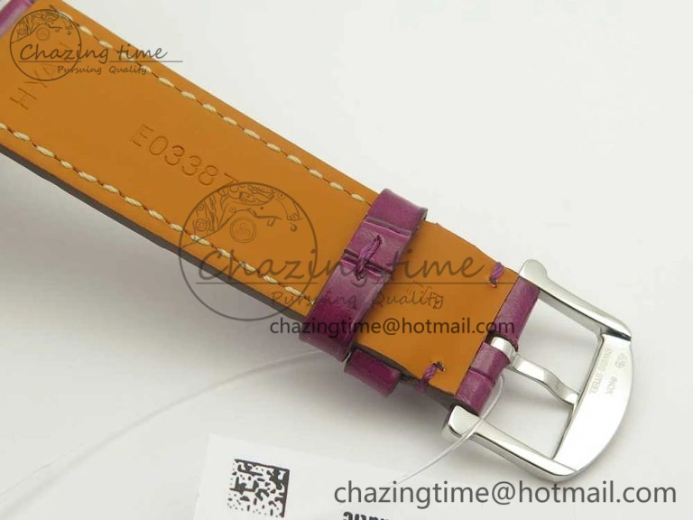 Portofino IW458101 Diamond Bezel SS MK 1:1 Best Edition Silver Dial On Purple Leather Strap MIYOTA 9015