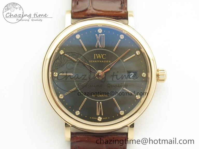 Portofino IW458101 RG MK 1:1 Best Edition Gray Dial On Brown Leather Strap MIYOTA 9015