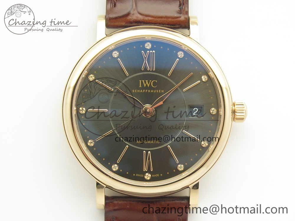 Portofino IW458101 RG MK 1:1 Best Edition Gray Dial On Brown Leather Strap MIYOTA 9015