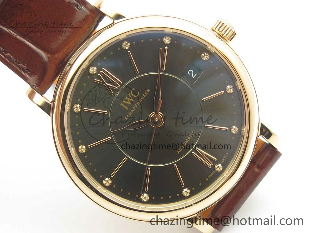 Portofino IW458101 RG MK 1:1 Best Edition Gray Dial On Brown Leather Strap MIYOTA 9015