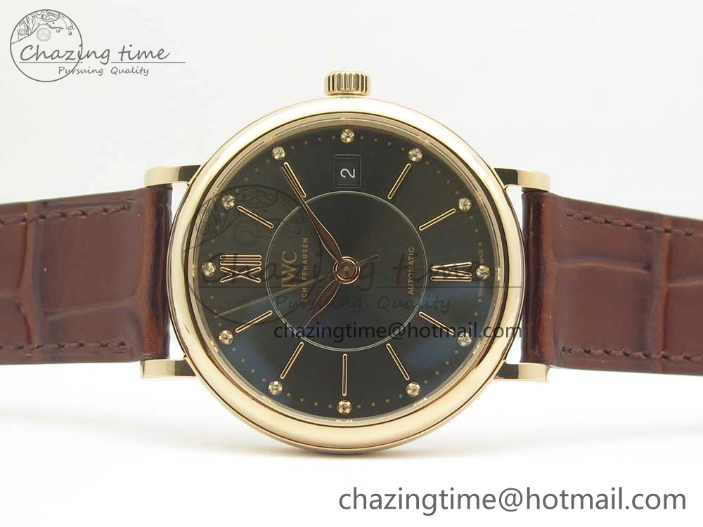 Portofino IW458101 RG MK 1:1 Best Edition Gray Dial On Brown Leather Strap MIYOTA 9015