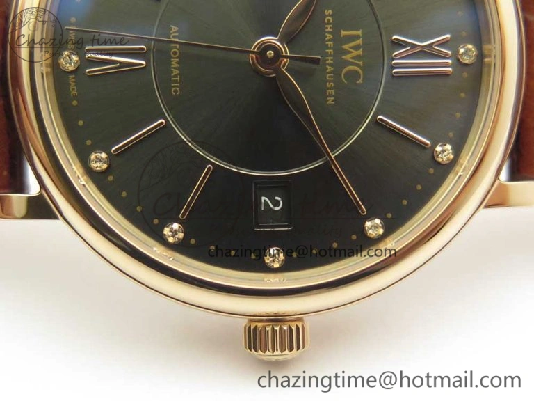 Portofino IW458101 RG MK 1:1 Best Edition Gray Dial On Brown Leather Strap MIYOTA 9015
