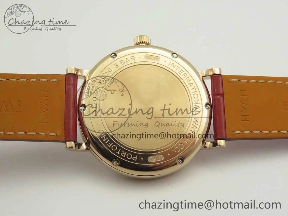 Portofino IW458101 RG MK 1:1 Best Edition Silver Dial On Red Leather Strap MIYOTA 9015