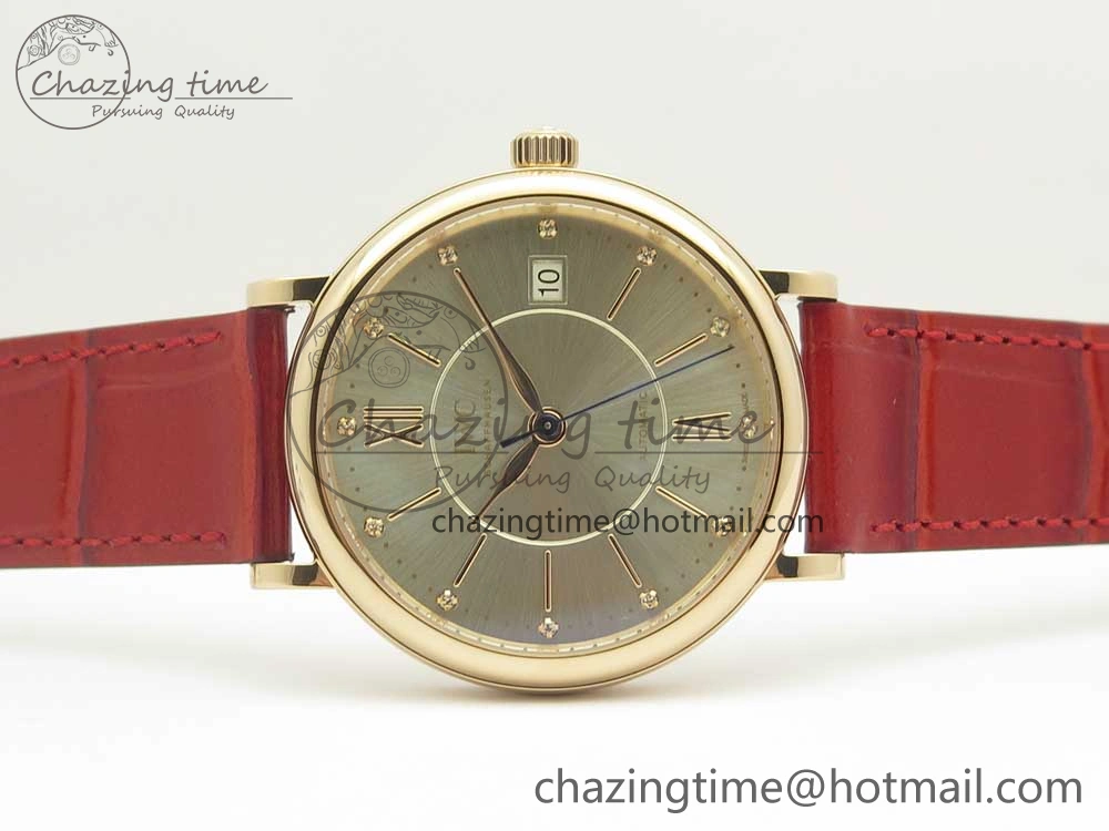 Portofino IW458101 RG MK 1:1 Best Edition Silver Dial On Red Leather Strap MIYOTA 9015