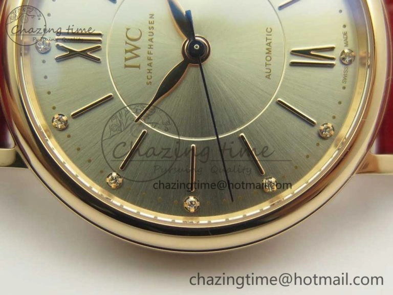 Portofino IW458101 RG MK 1:1 Best Edition Silver Dial On Red Leather Strap MIYOTA 9015