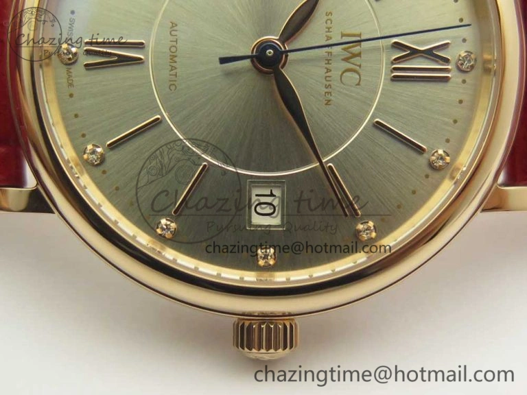 Portofino IW458101 RG MK 1:1 Best Edition Silver Dial On Red Leather Strap MIYOTA 9015