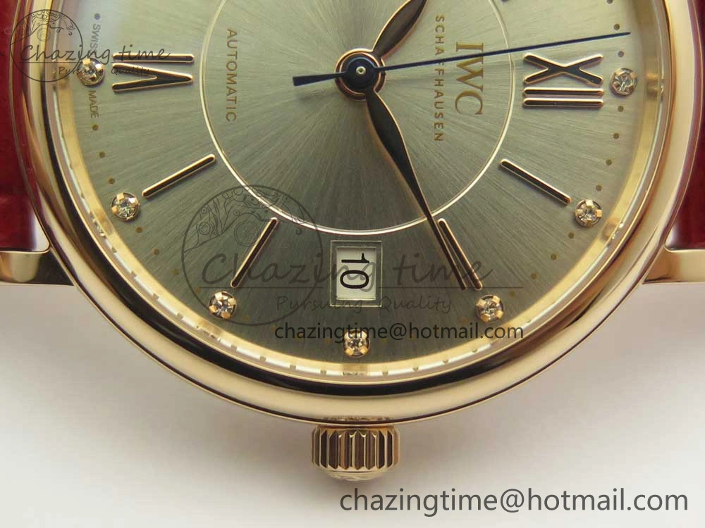 Portofino IW458101 RG MK 1:1 Best Edition Silver Dial On Red Leather Strap MIYOTA 9015
