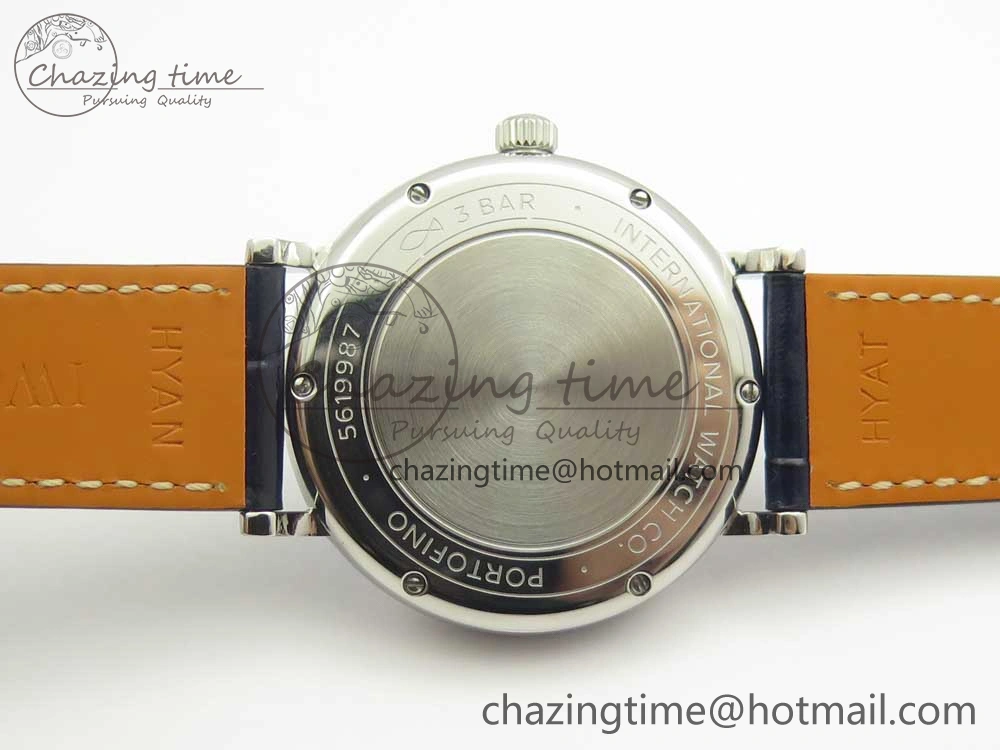 Portofino IW458101 SS MK 1:1 Best Edition Blue Dial On Blue Leather Strap MIYOTA 9015