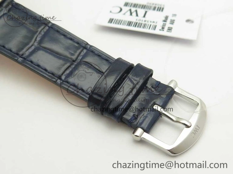 Portofino IW458101 SS MK 1:1 Best Edition Blue Dial On Blue Leather Strap MIYOTA 9015