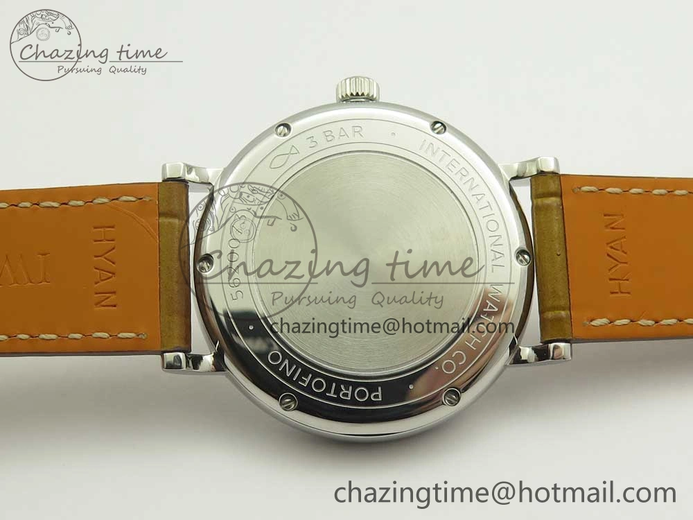 Portofino IW458101 SS MK 1:1 Best Edition Silver Dial On Brown Leather Strap MIYOTA 9015