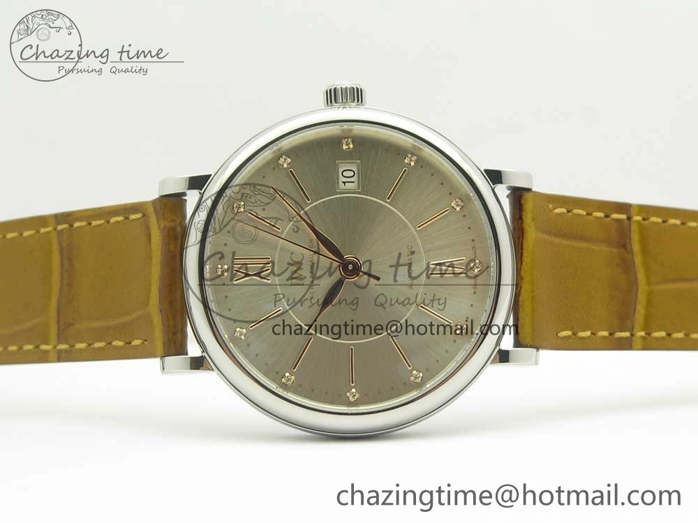 Portofino IW458101 SS MK 1:1 Best Edition Silver Dial On Brown Leather Strap MIYOTA 9015