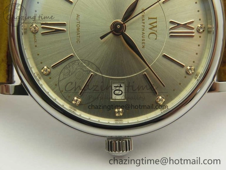 Portofino IW458101 SS MK 1:1 Best Edition Silver Dial On Brown Leather Strap MIYOTA 9015