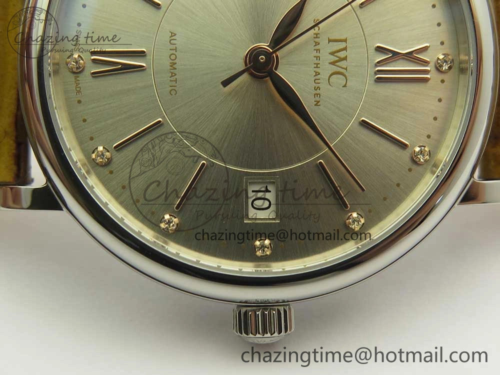 Portofino IW458101 SS MK 1:1 Best Edition Silver Dial On Brown Leather Strap MIYOTA 9015
