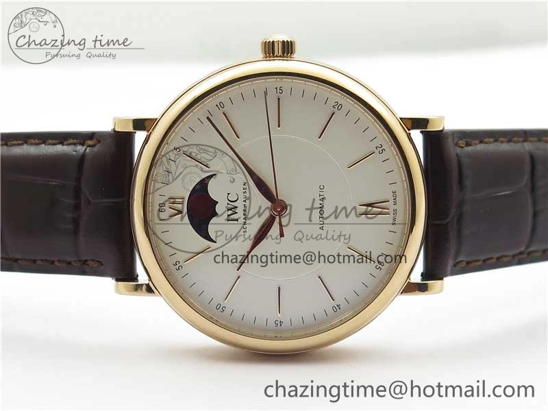 Portofino IW459402 RG MKS 1:1 Best Edition White Dial on Brown Leather Strap Miyota 9015