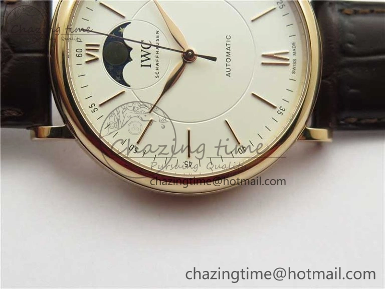 Portofino IW459402 RG MKS 1:1 Best Edition White Dial on Brown Leather Strap Miyota 9015