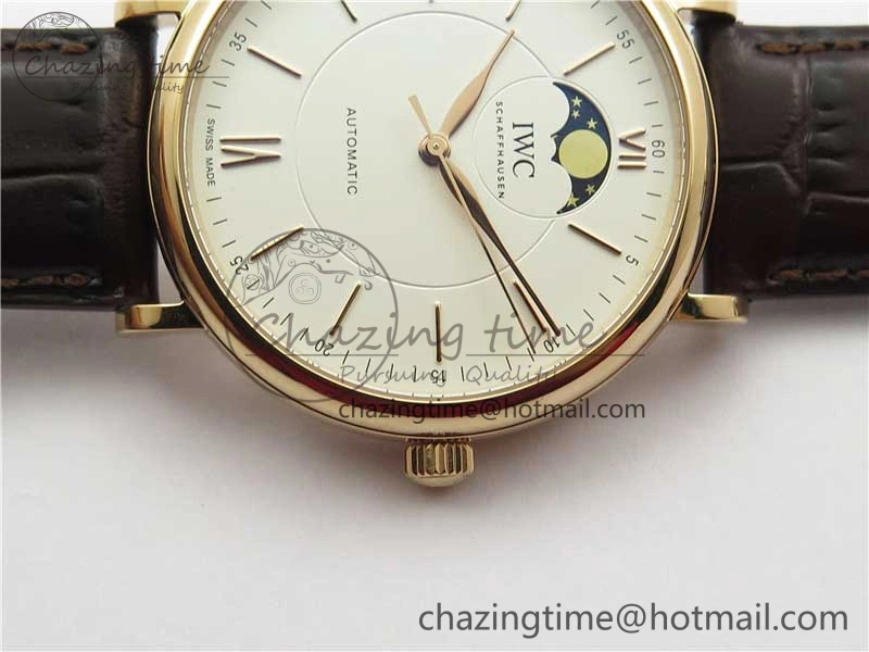 Portofino IW459402 RG MKS 1:1 Best Edition White Dial on Brown Leather Strap Miyota 9015