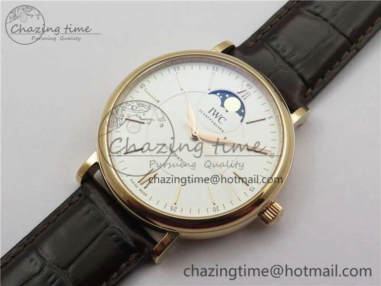 Portofino IW459402 RG MKS 1:1 Best Edition White Dial on Brown Leather Strap Miyota 9015