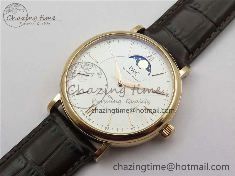 Portofino IW459402 RG MKS 1:1 Best Edition White Dial on Brown Leather Strap Miyota 9015
