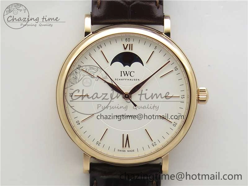 Portofino IW459402 RG MKS 1:1 Best Edition White Dial on Brown Leather Strap Miyota 9015