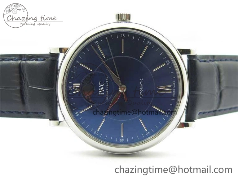 Portofino IW459402 SS MKS 1:1 Best Edition Blue Dial on Blue Leather Strap Miyota 9015