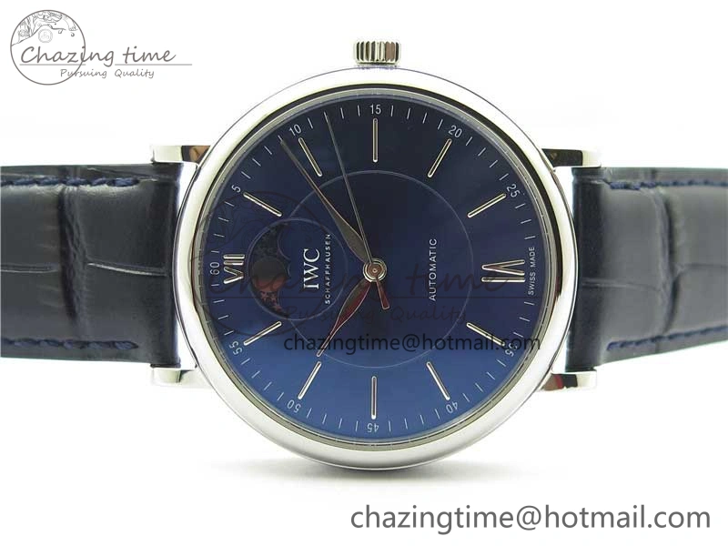 Portofino IW459402 SS MKS 1:1 Best Edition Blue Dial on Blue Leather Strap Miyota 9015