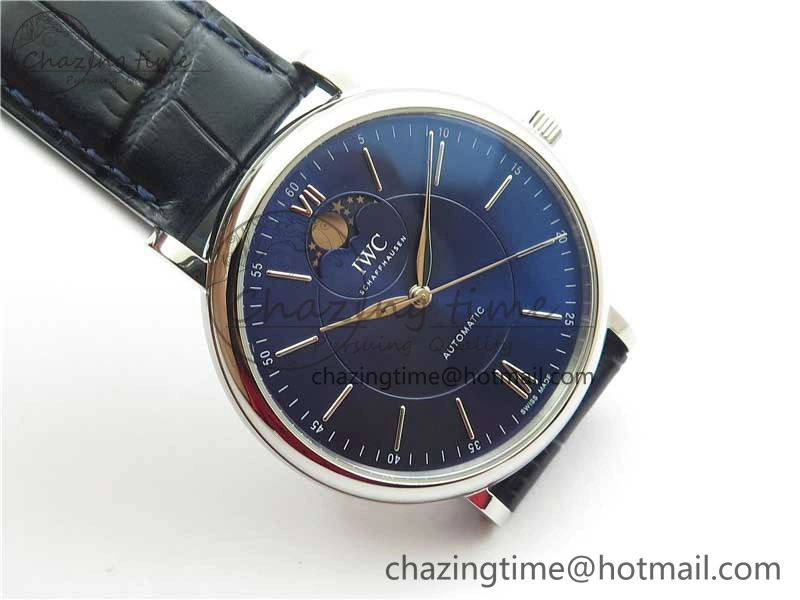 Portofino IW459402 SS MKS 1:1 Best Edition Blue Dial on Blue Leather Strap Miyota 9015