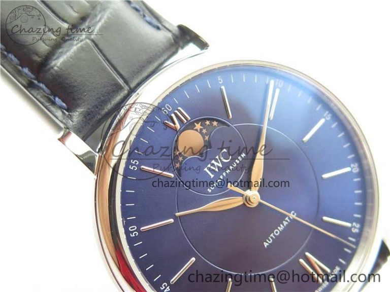 Portofino IW459402 SS MKS 1:1 Best Edition Blue Dial on Blue Leather Strap Miyota 9015