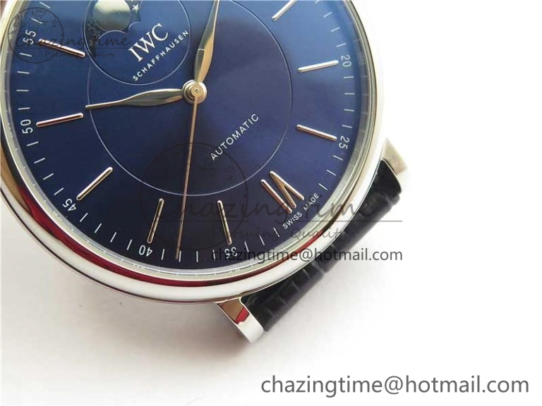 Portofino IW459402 SS MKS 1:1 Best Edition Blue Dial on Blue Leather Strap Miyota 9015