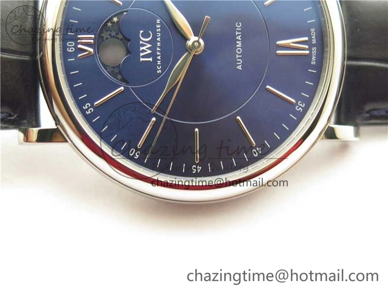 Portofino IW459402 SS MKS 1:1 Best Edition Blue Dial on Blue Leather Strap Miyota 9015