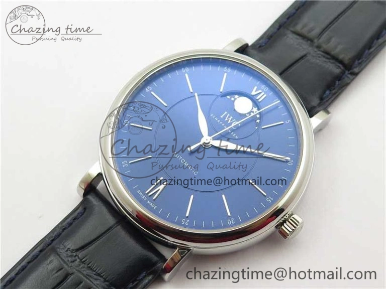 Portofino IW459402 SS MKS 1:1 Best Edition Blue Dial on Blue Leather Strap Miyota 9015