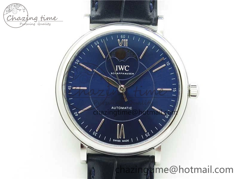 Portofino IW459402 SS MKS 1:1 Best Edition Blue Dial on Blue Leather Strap Miyota 9015