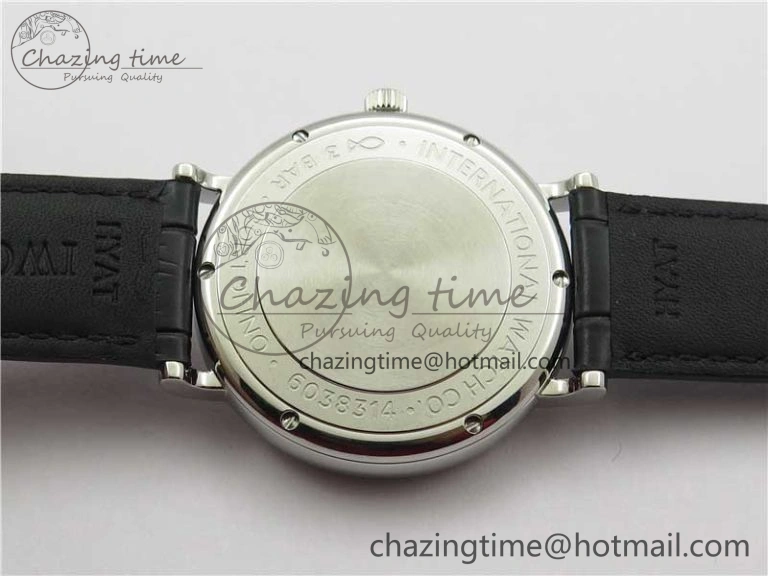 Portofino IW459402 SS MKS 1:1 Best Edition White Dial on Black Leather Strap Miyota 9015