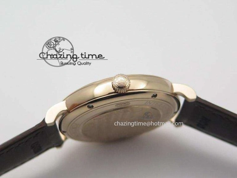 Portofino RG MKF 1:1 V2 Best Edition Diamond Bezel Silver Dial On Brown Leather Strap A2892