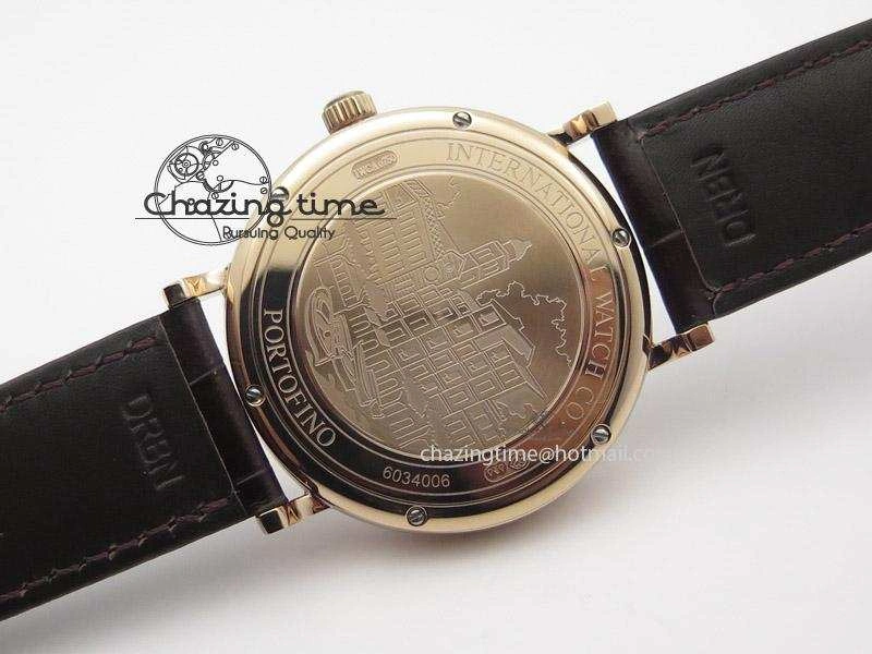 Portofino RG MKF 1:1 V2 Best Edition Diamond Bezel Silver Dial On Brown Leather Strap A2892