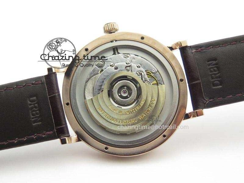 Portofino RG MKF 1:1 V2 Best Edition Diamond Bezel Silver Dial On Brown Leather Strap A2892