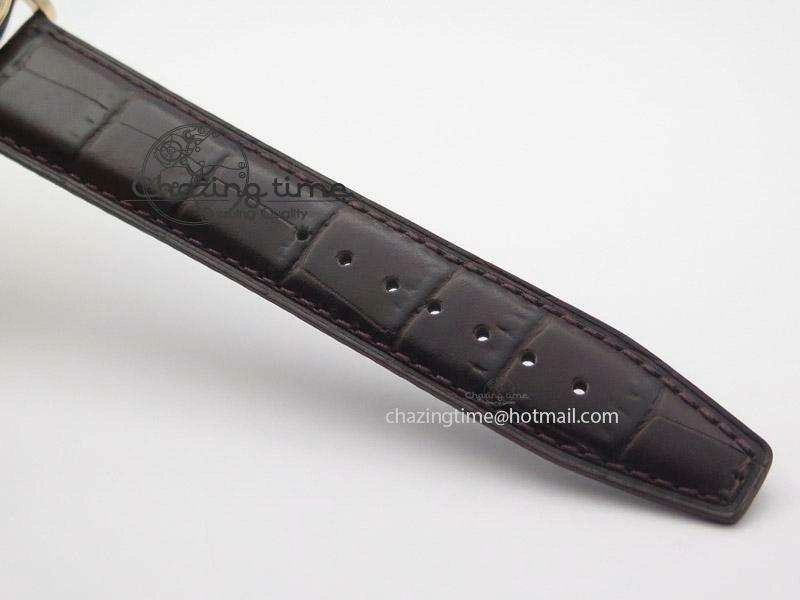 Portofino RG MKF 1:1 V2 Best Edition Diamond Bezel Silver Dial On Brown Leather Strap A2892