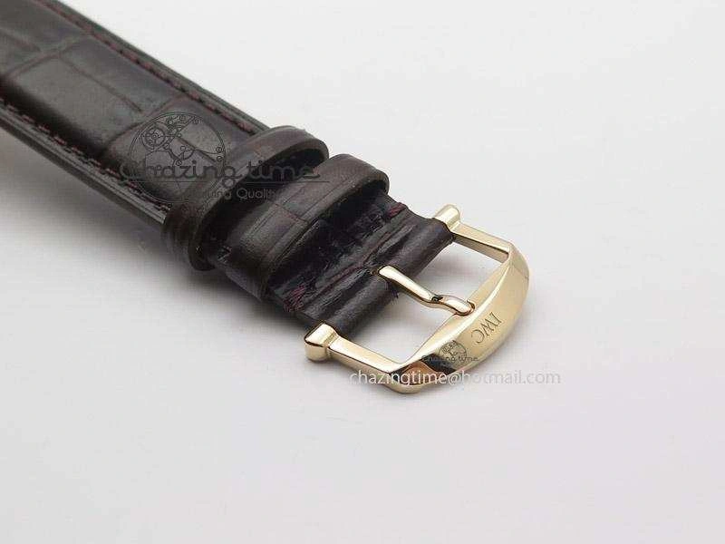 Portofino RG MKF 1:1 V2 Best Edition Diamond Bezel Silver Dial On Brown Leather Strap A2892