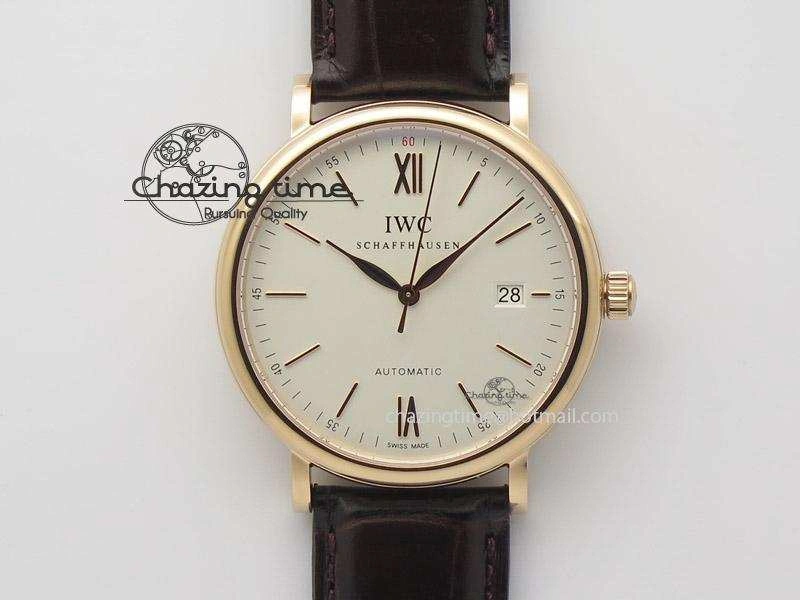 Portofino SCHAFFHAUSEN RG MKF 1:1 V2 Best Edition White Dial On Brown Leather Strap A2892