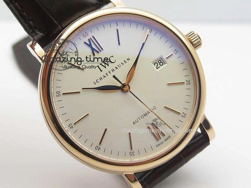Portofino SCHAFFHAUSEN RG MKF 1:1 V2 Best Edition White Dial On Brown Leather Strap A2892