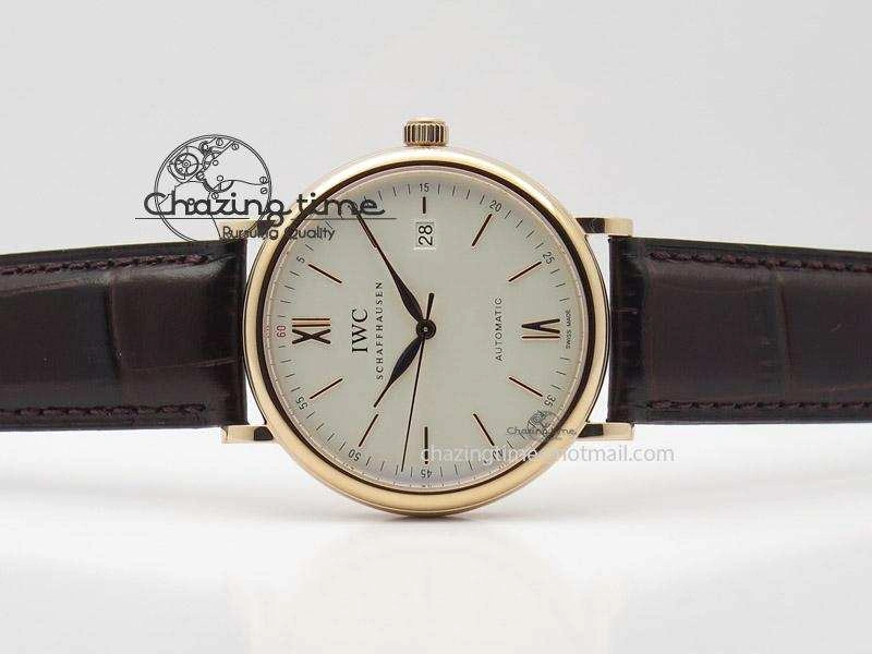 Portofino SCHAFFHAUSEN RG MKF 1:1 V2 Best Edition White Dial On Brown Leather Strap A2892