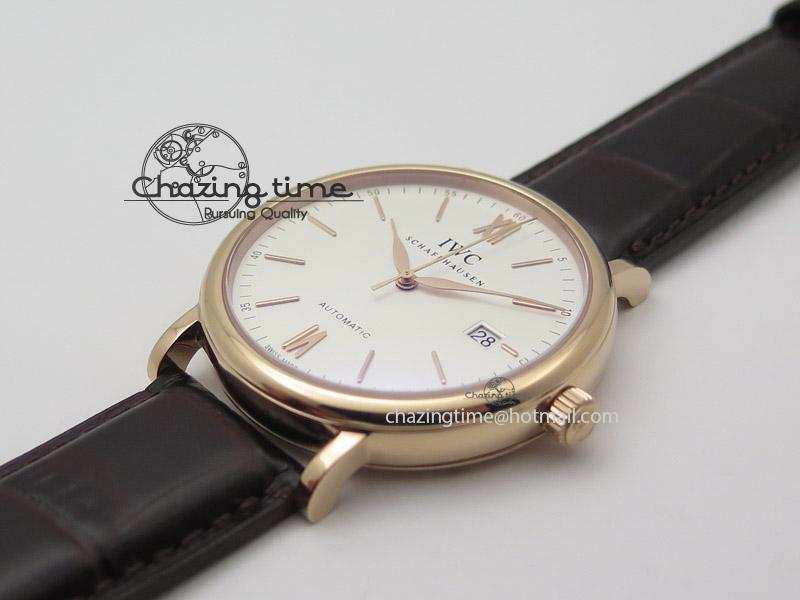 Portofino SCHAFFHAUSEN RG MKF 1:1 V2 Best Edition White Dial On Brown Leather Strap A2892