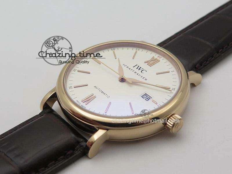 Portofino SCHAFFHAUSEN RG MKF 1:1 V2 Best Edition White Dial On Brown Leather Strap A2892