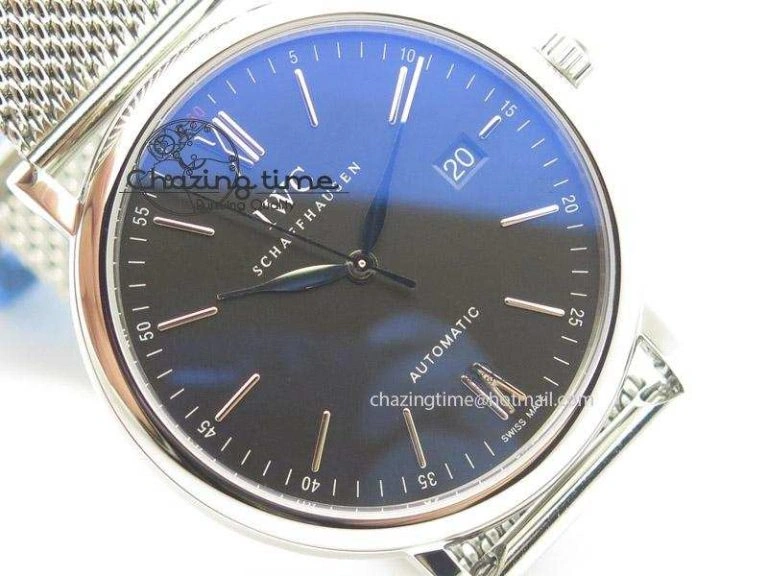 Portofino SCHAFFHAUSEN SS MKF 1:1 Best Edition Black Dial On Mesh Bracelet A2892