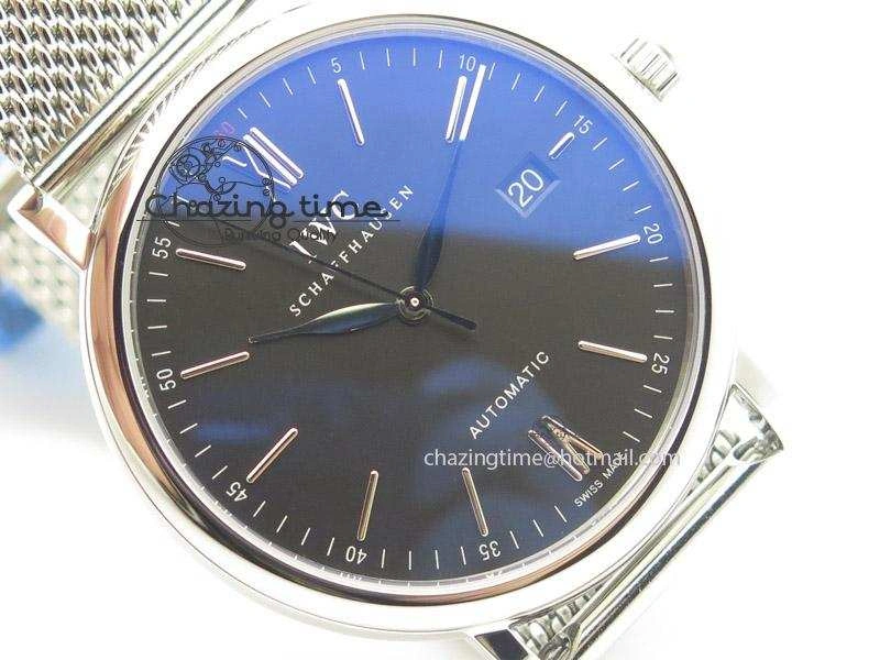 Portofino SCHAFFHAUSEN SS MKF 1:1 Best Edition Black Dial On Mesh Bracelet A2892