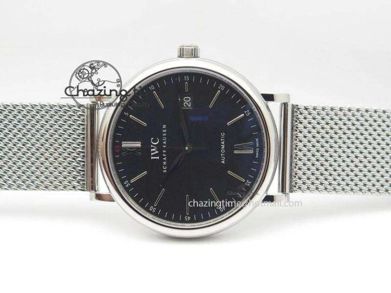 Portofino SCHAFFHAUSEN SS MKF 1:1 Best Edition Black Dial On Mesh Bracelet A2892