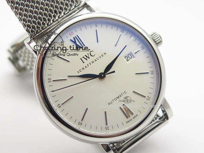 Portofino SCHAFFHAUSEN SS MKF 1:1 Best Edition White Dial On Mesh Bracelet A2892