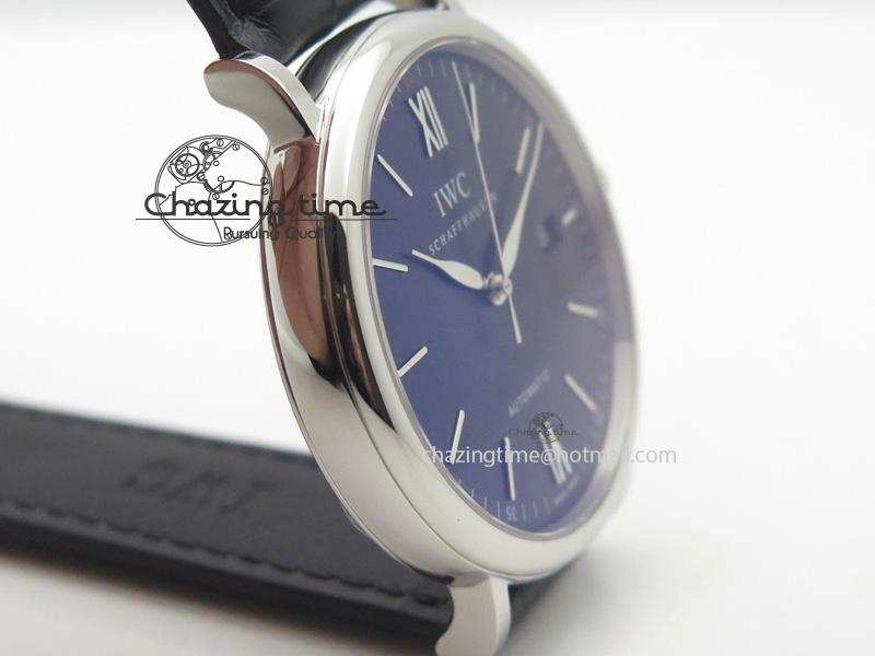 Portofino SCHAFFHAUSEN SS MKF 1:1 V2 Best Edition Black Dial On Black Leather Strap A2892