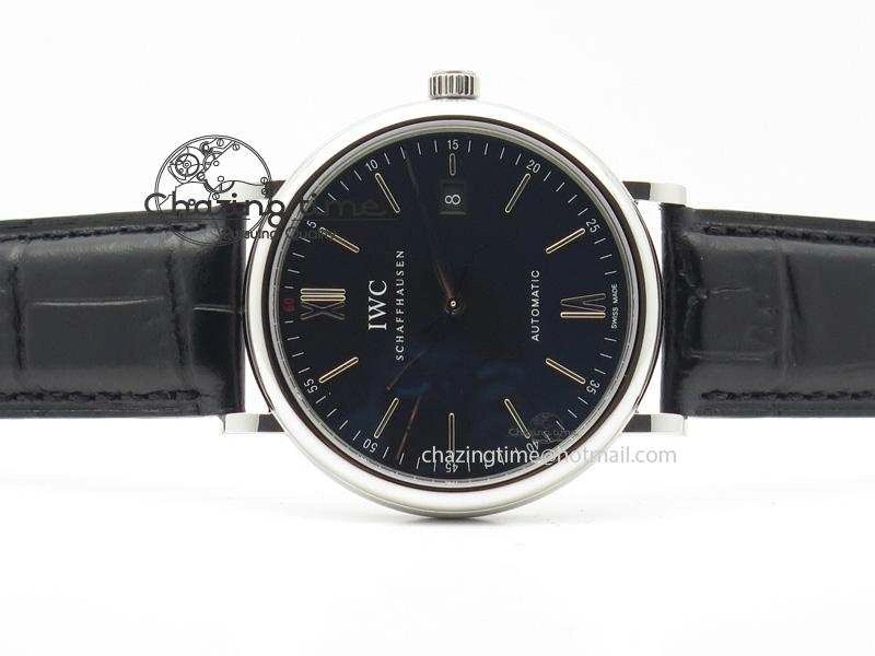 Portofino SCHAFFHAUSEN SS MKF 1:1 V2 Best Edition Black Dial On Black Leather Strap A2892