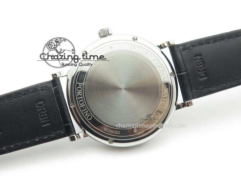 Portofino SCHAFFHAUSEN SS MKF 1:1 V2 Best Edition Black Dial On Black Leather Strap A2892