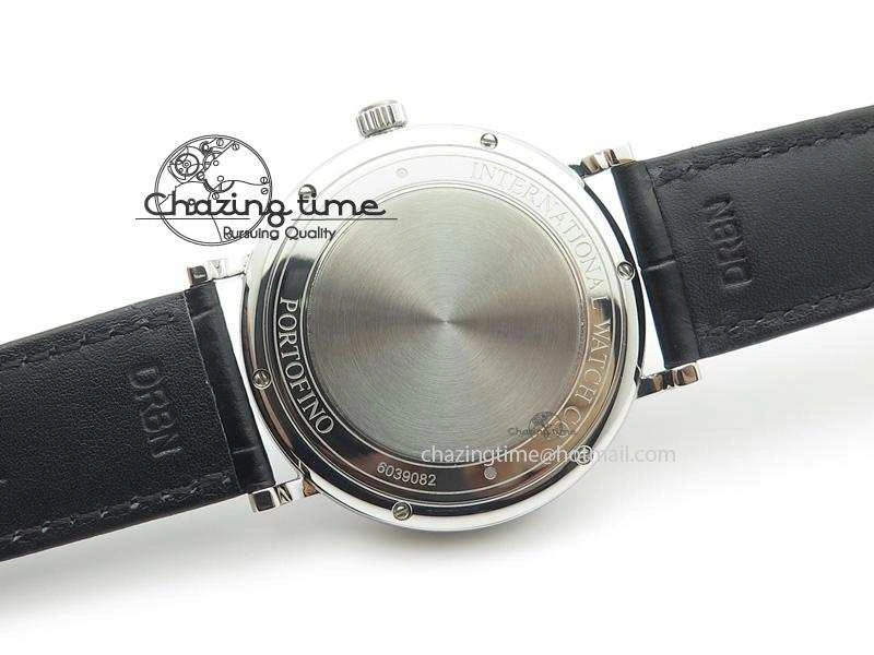 Portofino SCHAFFHAUSEN SS MKF 1:1 V2 Best Edition Black Dial On Black Leather Strap A2892